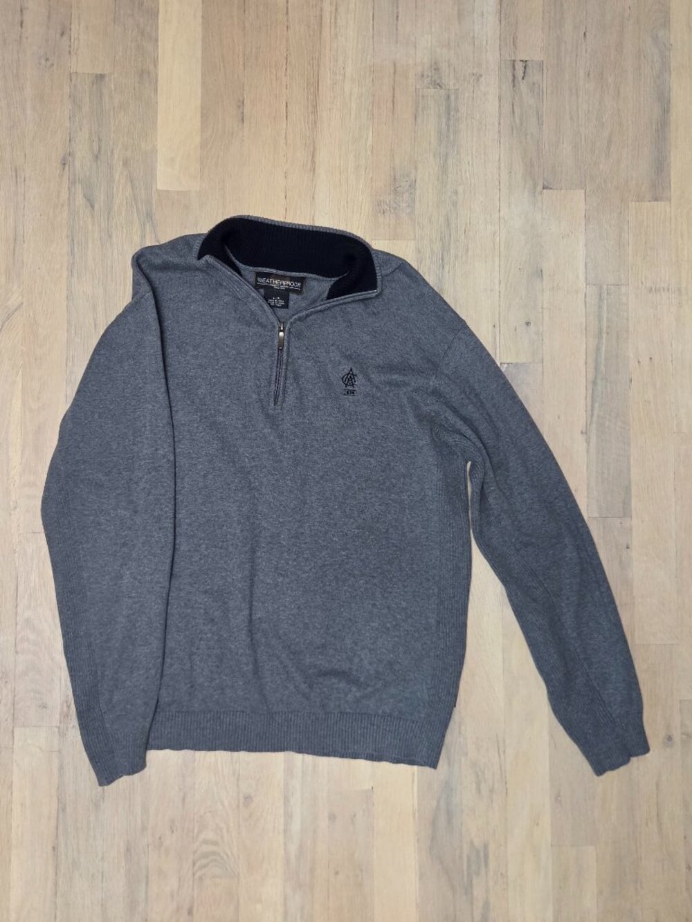 Weatherproof Mens Quarter Zip Sweater Gray 100% Cotton Large